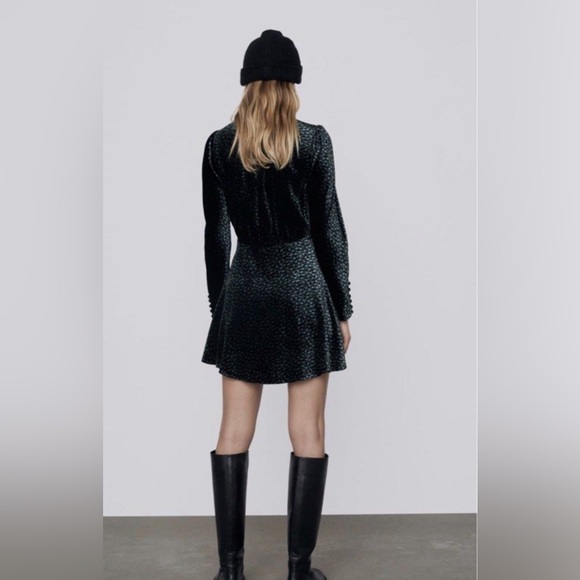 ZARA PRINTED VELVET DRESS - Picture 3 of 5